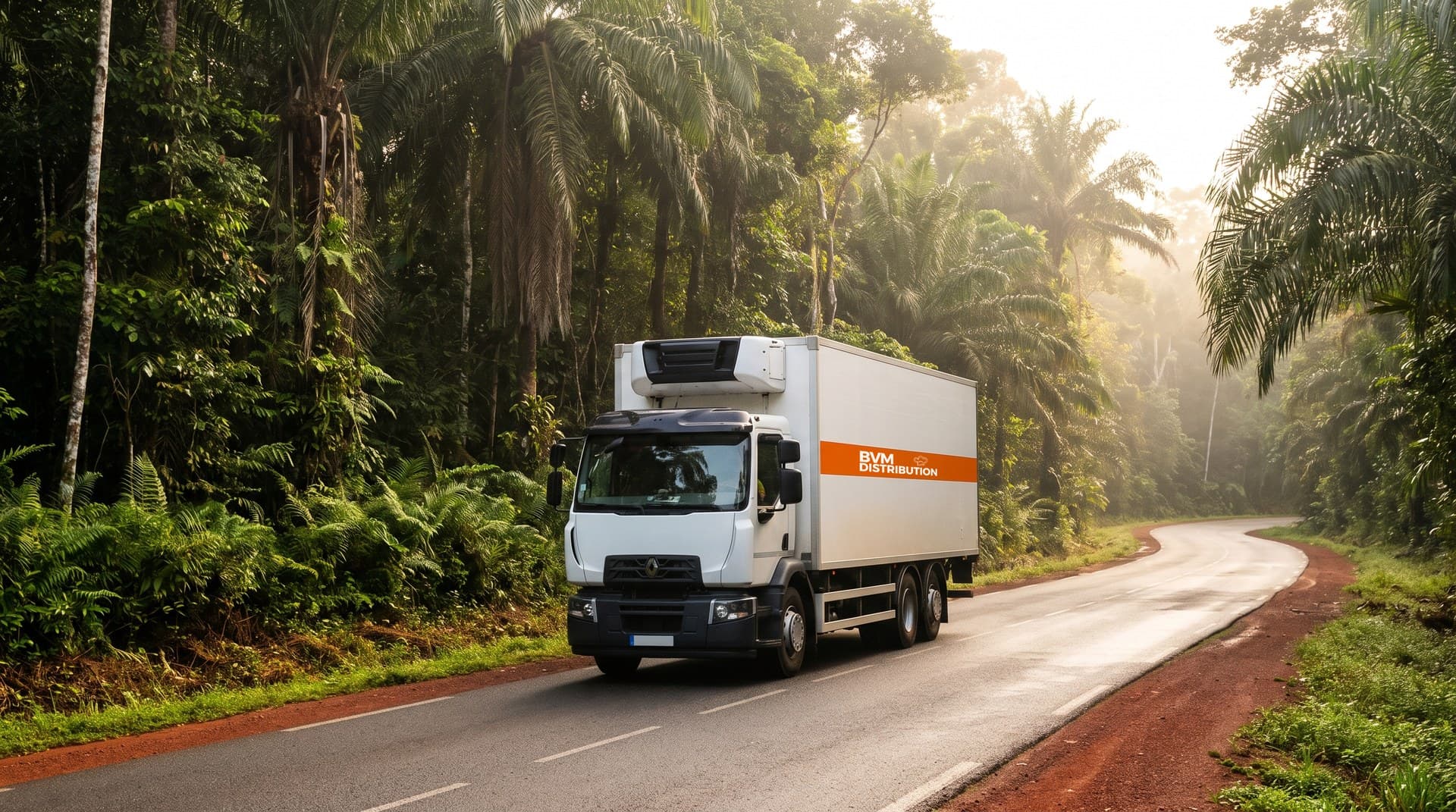 Camion de livraison BVM sur la route côtière